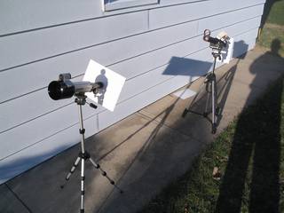 Two Telescopes Set Up For Projection Sun